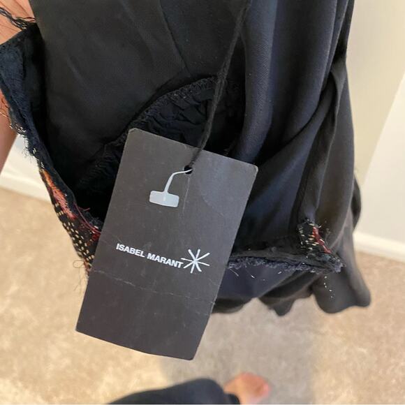 NWT Isabel Marant Black Silk Floral Embroidered Blouse 1 Small - Picture 12 of 16